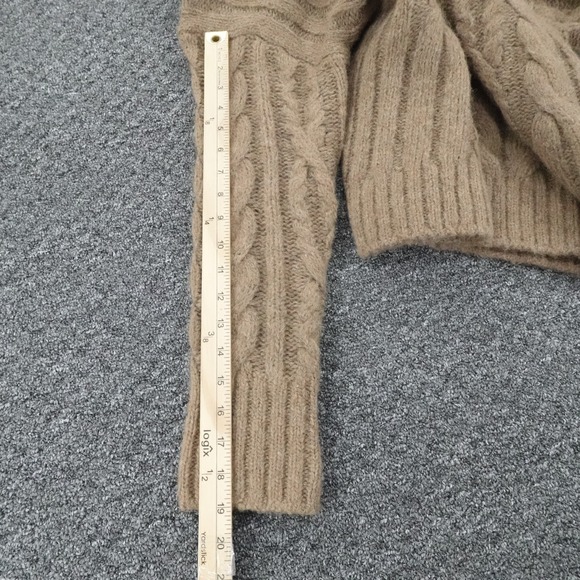 Vince Sweater Womens Large Brown Alpaca Cable Knit Mock Neck Cozy Luxe - Picture 9 of 12